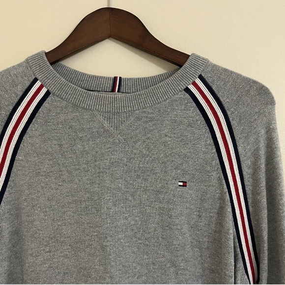 Tommy Hilfiger Mens Sweatshirt Medium Blue Flag Logo Pullover Cotton Sweater - Picture 2 of 5